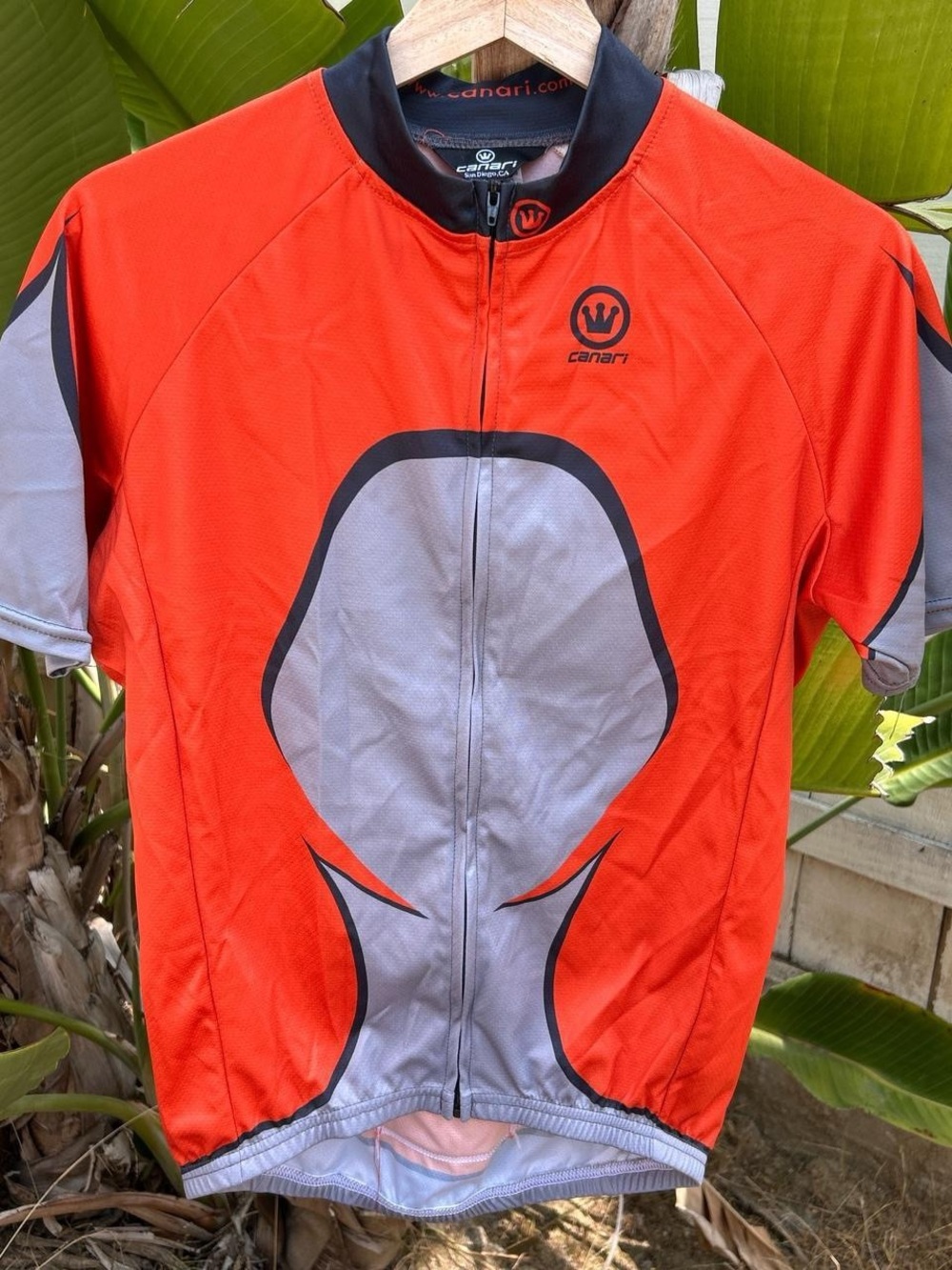 Canari Cycling Jersey USA Made Orange Black Full Zip Mens M